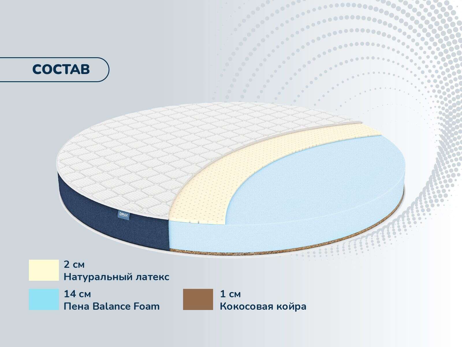 Матрас Dimax Раунд 17 латекс кокос